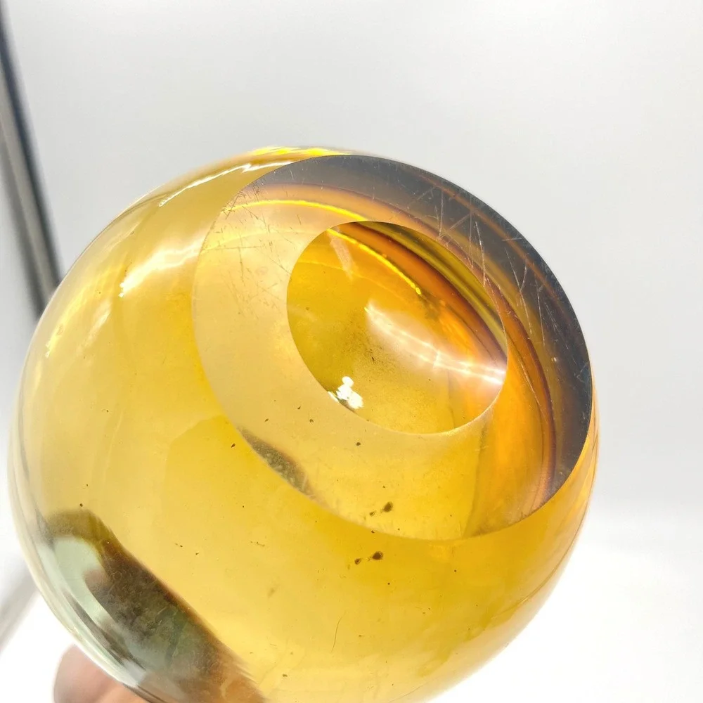 Sommerso Style Glass Vase Blue‎ Amber Teardrop Mid Century Modern 15.5